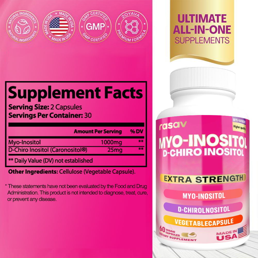 Myo-Inositol & D-Chiro Inositol Supplement for Women, 60 Capsules 