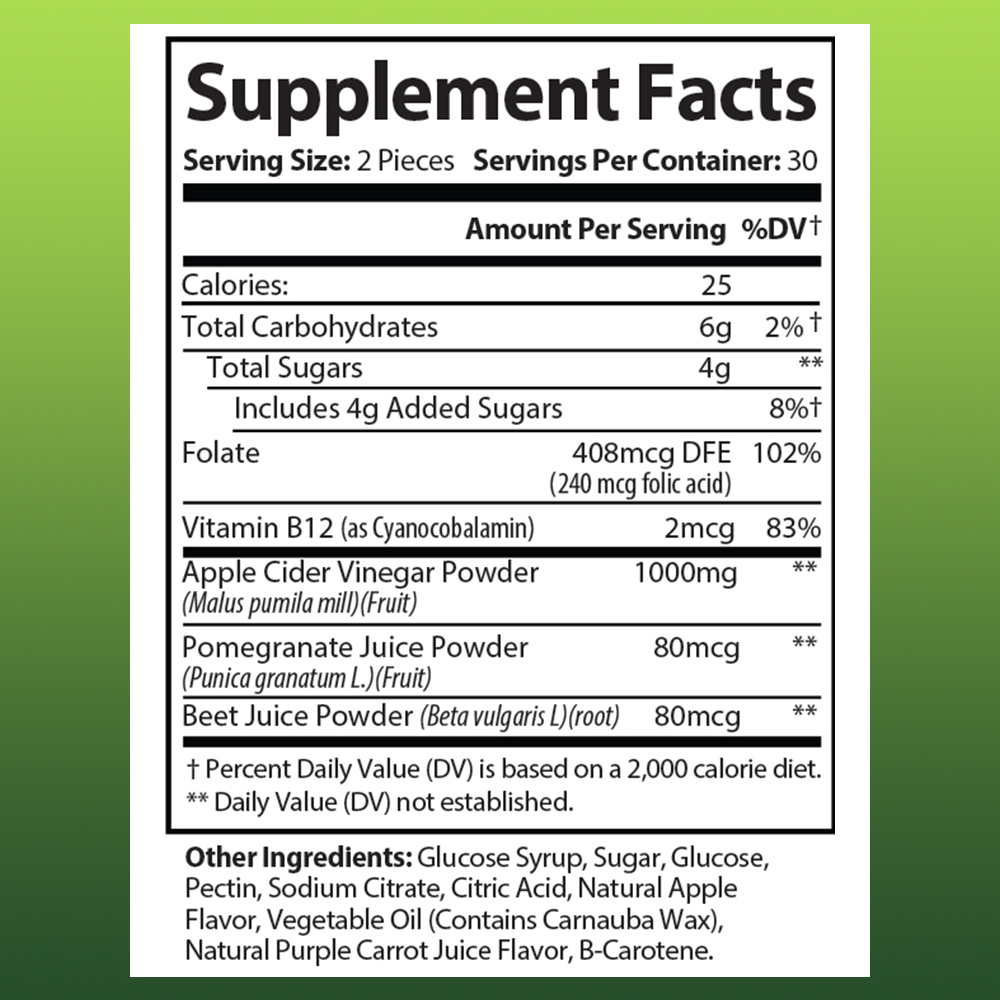 Apple Cider Vinegar Gummies, Supports Digestion, Detox & Cleansing, 60 Gummies